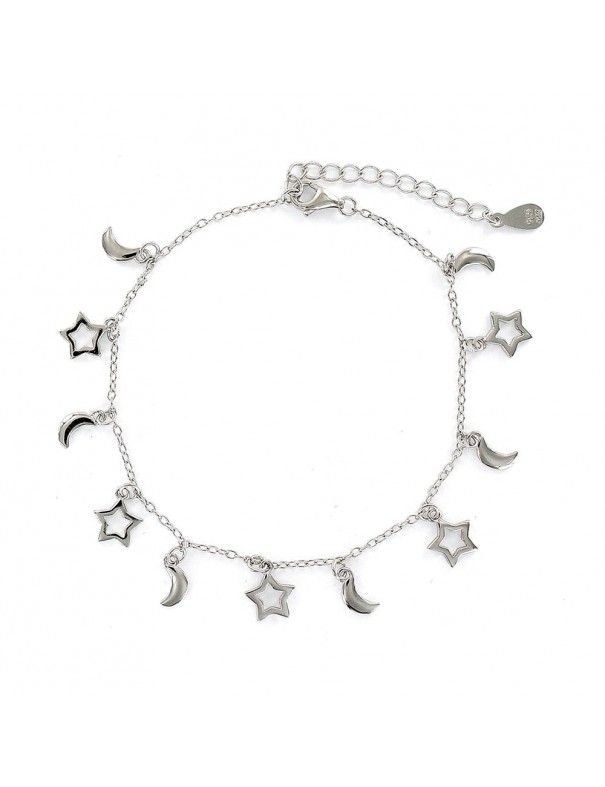 Pulsera plata lunas y estrellas 9109140