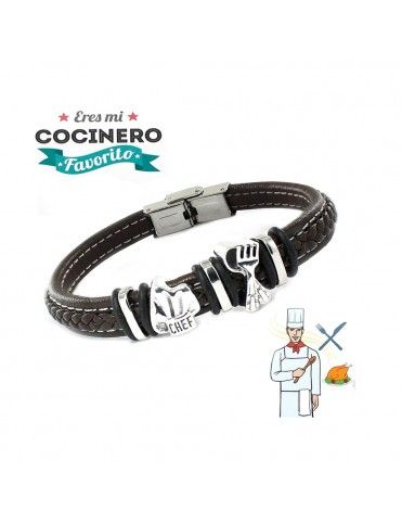 Pulsera plata y acero cocinero 9109460