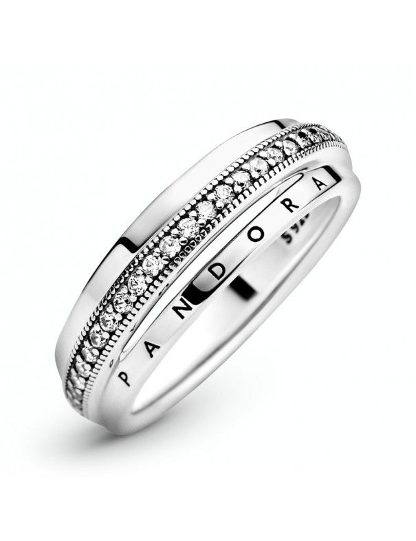 Anillo Pandora en plata de ley Triple Banda en Pavé 199040C01-52