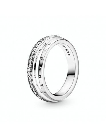 Anillo Pandora en plata de ley Triple Banda en Pavé 199040C01-52