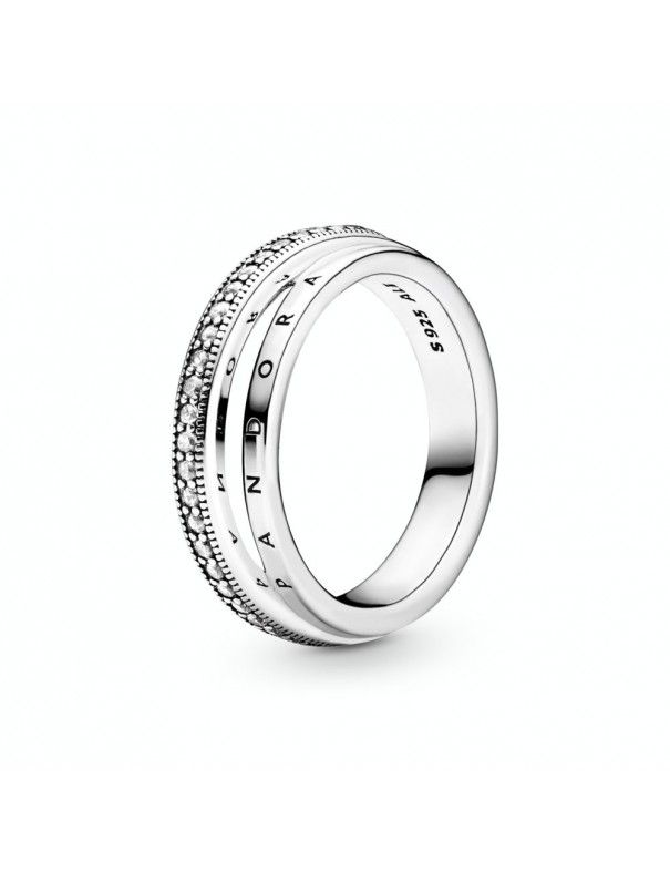Anillo Pandora en plata de ley Triple Banda en Pavé 199040C01-52