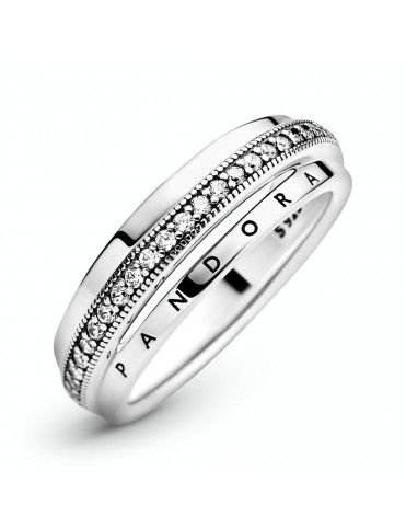 Anillo Pandora en plata de ley Triple Banda en Pavé 199040C01-54