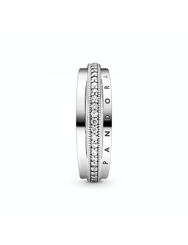 Anillo Pandora en plata de ley Triple Banda en Pavé 199040C01-54