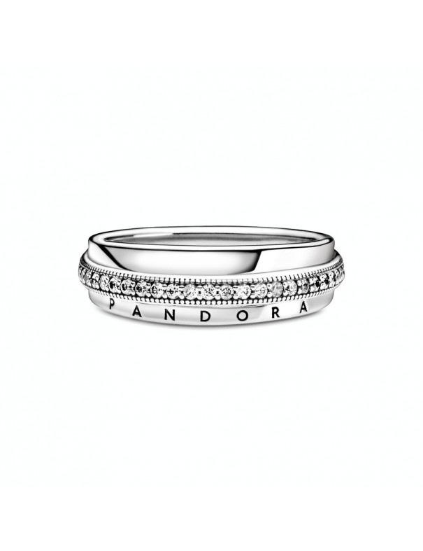 Anillo Pandora en plata de ley Triple Banda en Pavé 199040C01-54