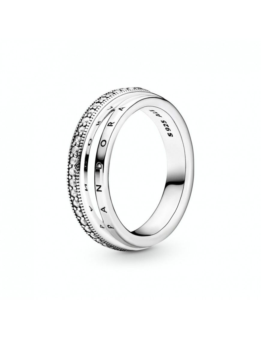 Anillo Pandora en plata de ley Triple Banda en Pavé 199040C01-54