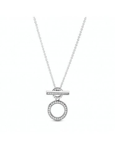 Collar Pandora en T en plata de ley Doble Aro 399039C01-45
