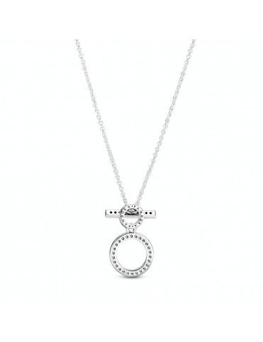 Collar Pandora en T en plata de ley Doble Aro 399039C01-45