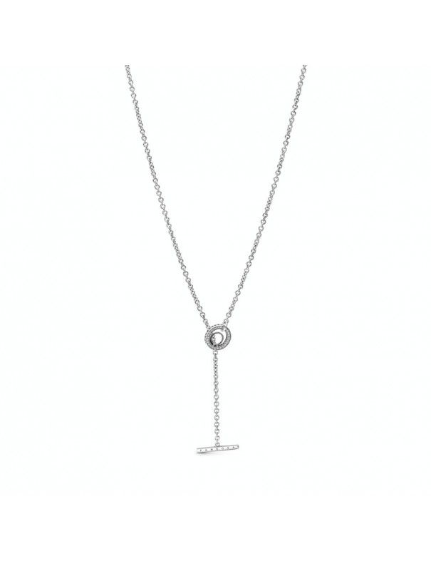 Collar Pandora en T en plata de ley Logo y Corazón en Pavé 399050C01-80