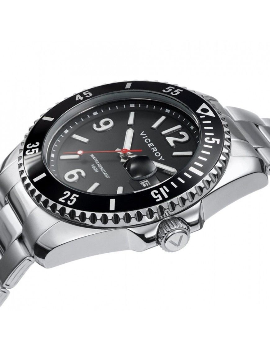 Viceroy Orologio Uomo Heat 401371-14 – Acciaio Inossidabile, Cassa A Barile 43mm, Quadrante Nero, Movimento Al Quarzo, Impermeabile 10 ATM