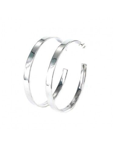 Pendientes de plata aro plano para mujer 9107679