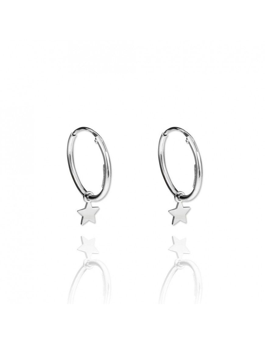 Pendientes de plata aro con estrella 151247