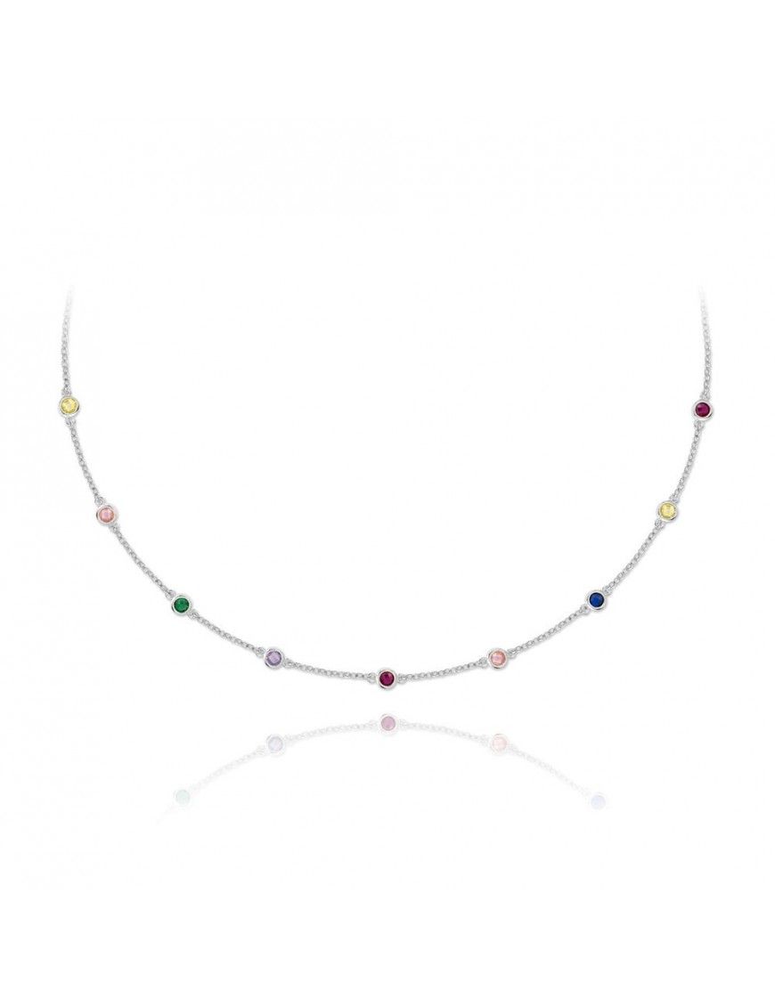 Collar de plata con circonitas de colores 174997