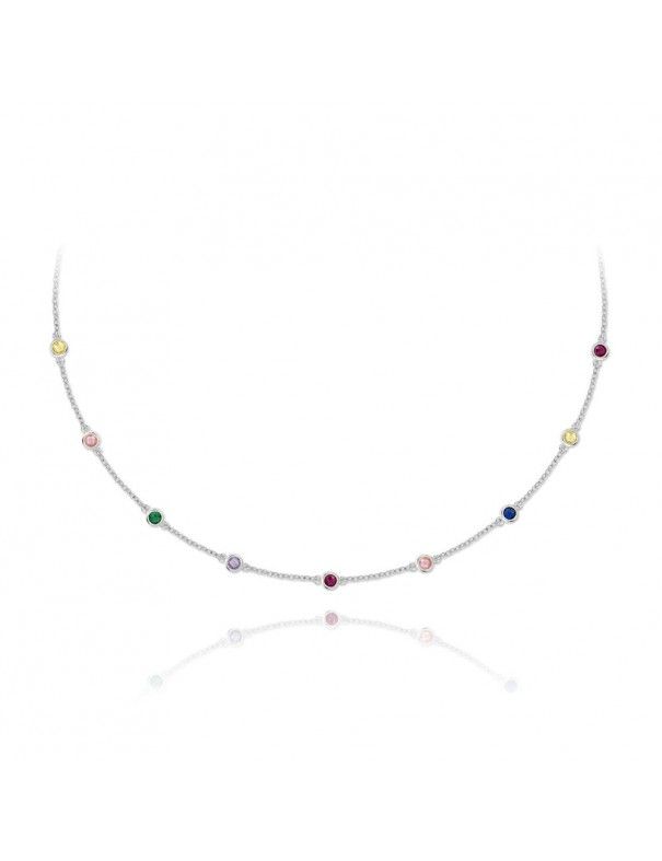 Collar de plata con circonitas de colores 174997