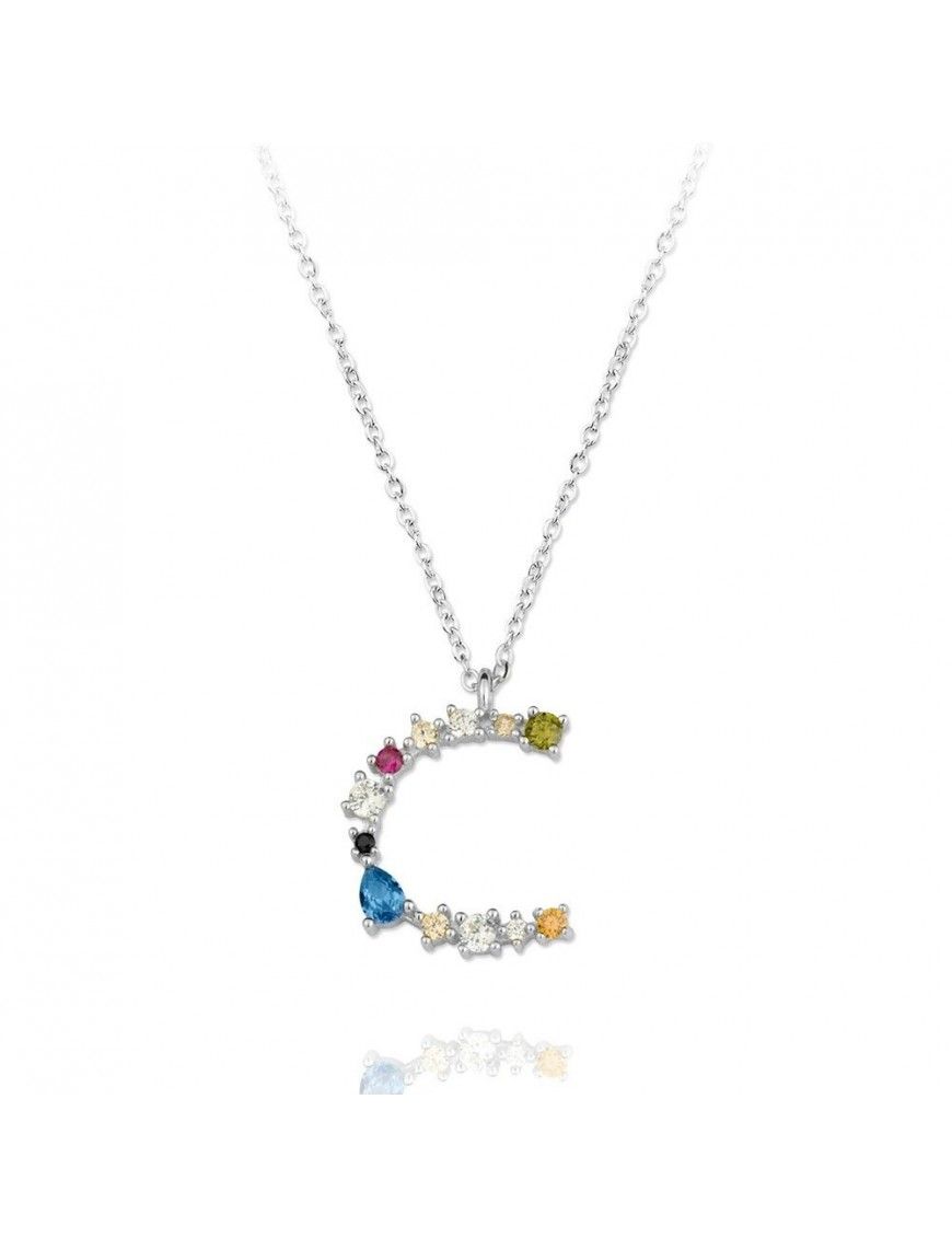 Collar de plata Letra C de colores 175110