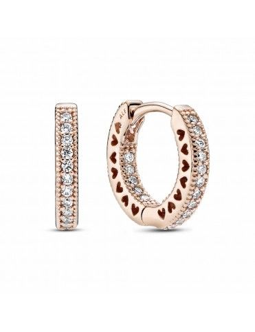 Pendientes Aro Pandora Rose Corazones Pavé 286317C01