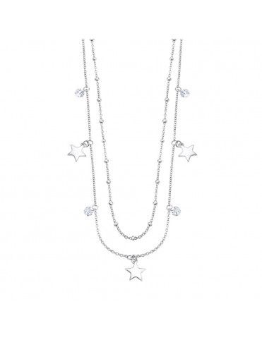 Collar Lotus Silver doble con  estrellas LP3007-1/1