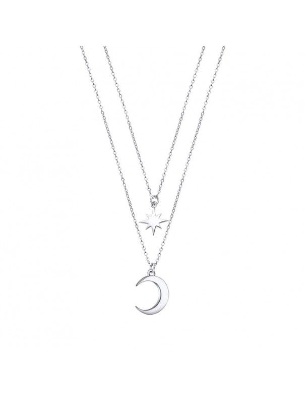 Collar Lotus Silver doble estrella y luna LP3021-1/1