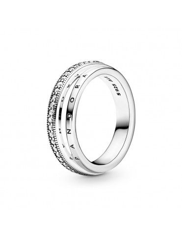 Anillo Pandora Triple Banda en Pavé 199040C01-56