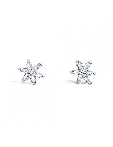 Pendientes De Plata Flor...