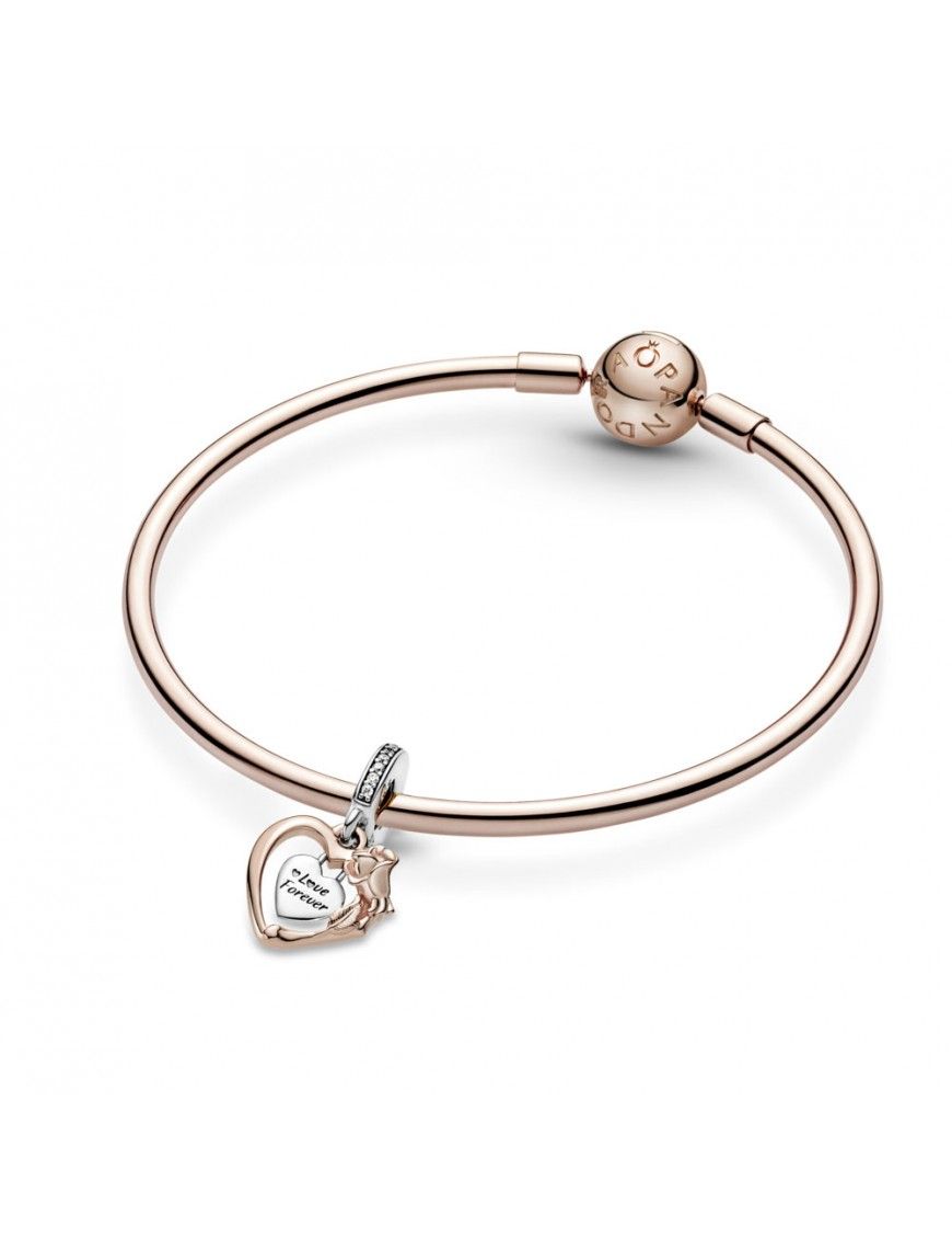 Charm Colgante Pandora Rose Corazón Y Flor Rosa 789290C01
