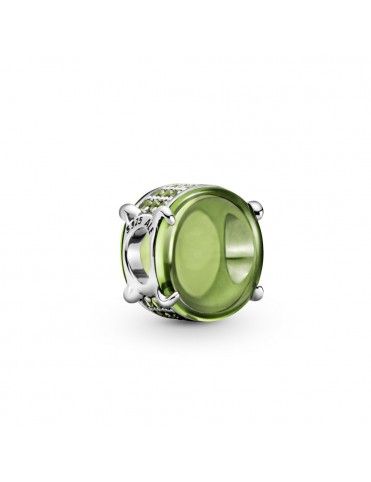 Charm Pandora Cabujón Ovalado Verde 799309C02, en plata de primera ley 925mls y cabujón ovalado verde.