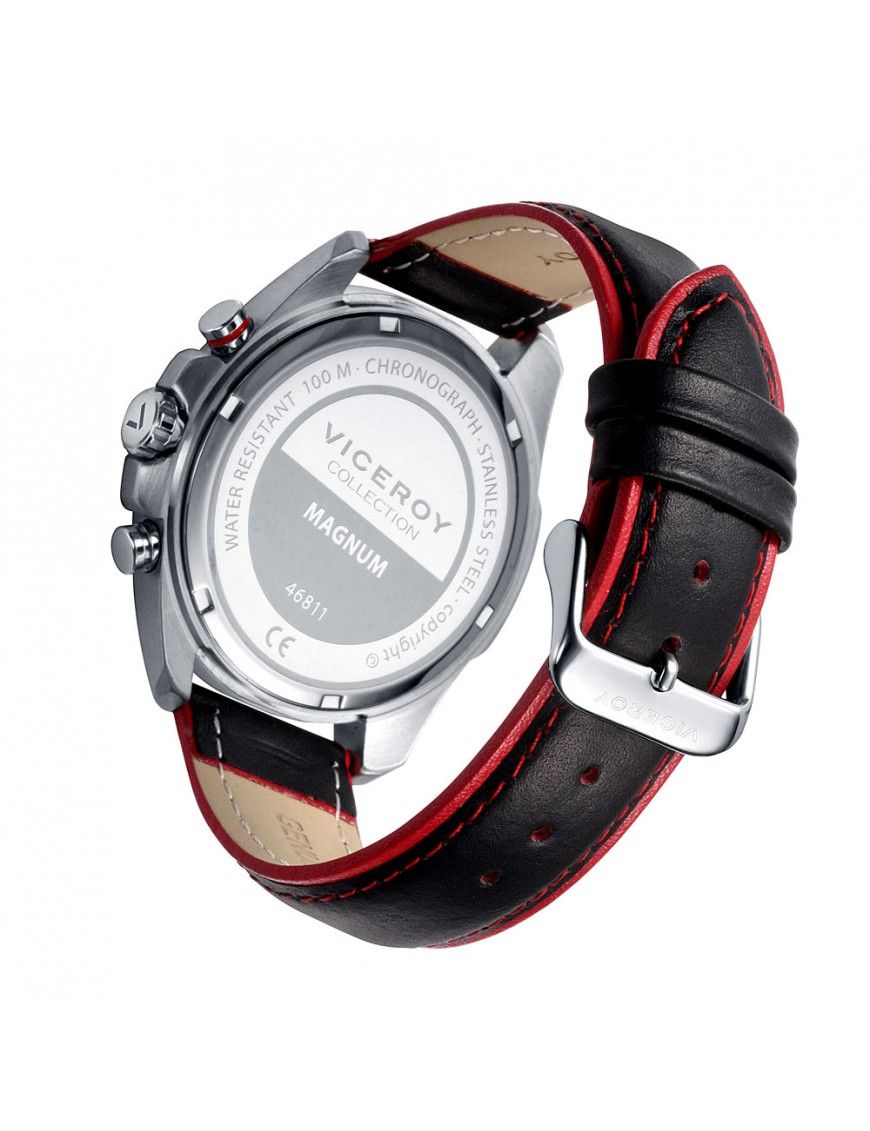Orologio Uomo Viceroy 46671-57 - Cronografo, Cassa In Acciaio Grigio, Cinturino In Pelle Nera, Vetro Minerale, 100m Water Resistant