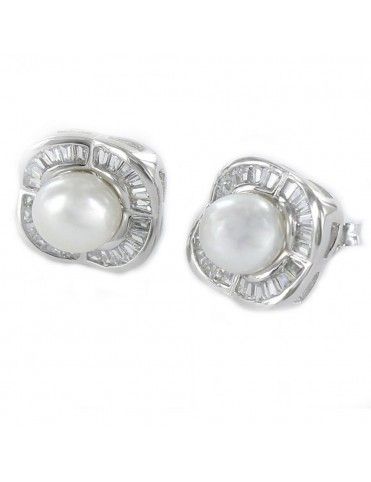 Pendientes De Plata Perla Y...