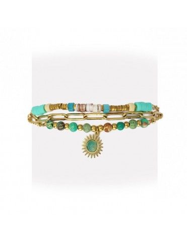 Pulsera Anartxy Acero Dorado Piedras BPU183