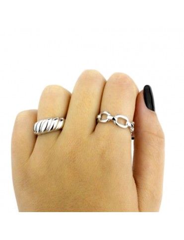 Anillo De Plata Abierto Ondulada 123696