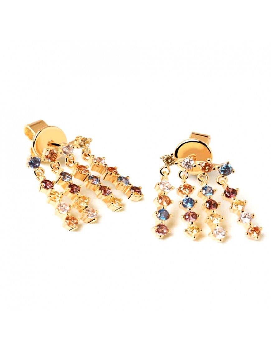 Pendientes De Aro PD Paola - Plata 925 Con Circonita - Color Peach Gold - Longitud Aprox. 1 Cm