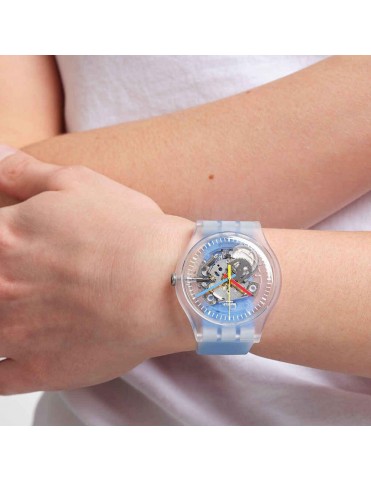 Reloj Swatch Clearly Blue Striped SUOK156 (L)