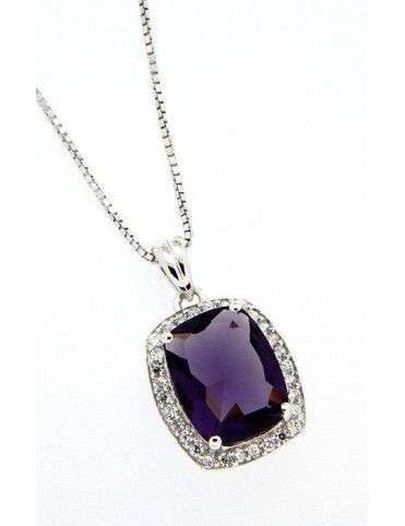 COLLAR PLATA AMATISTA CIRCONITAS MUJER P6593/CHAIN