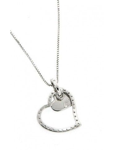COLLAR PLATA CORAZONES CIRCONITAS MUJER P5955/CHAIN