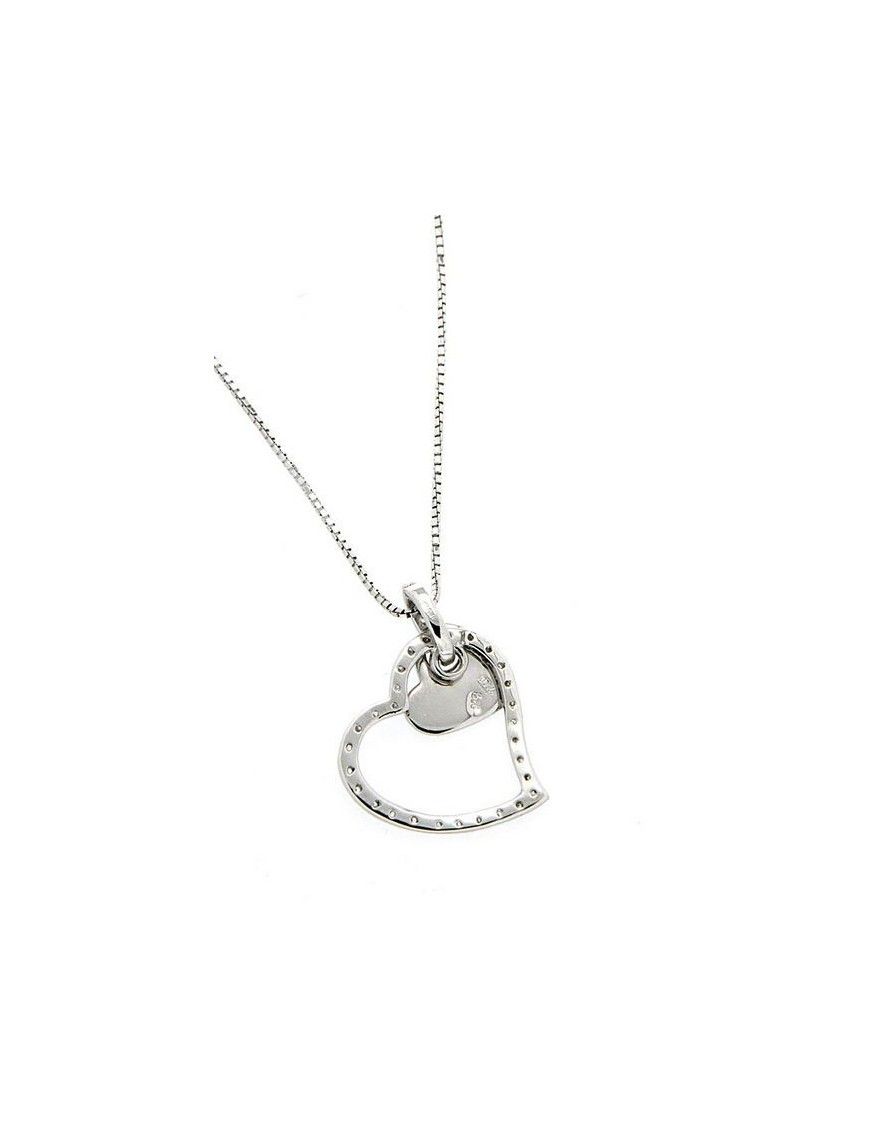 COLLAR PLATA CORAZONES CIRCONITAS MUJER P5955/CHAIN
