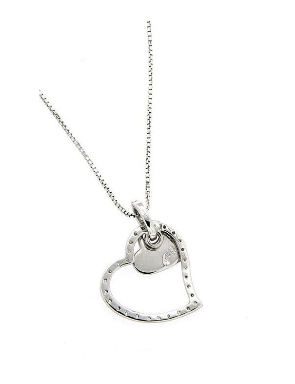 COLLAR PLATA CORAZONES CIRCONITAS MUJER P5955/CHAIN