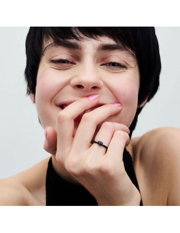 Anillo Pandora talla 12 ME Corazón Chakra Negro 193088C01-52