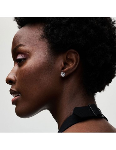 Pendientes Pandora de botón Corazón Halo Brillante 293097C01