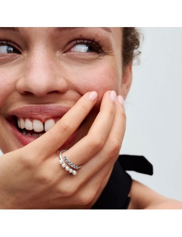 Anillo Talla 14 Pandora Abierto Perlas Cultivadas de Agua Dulce y Pavé 193145C01-54