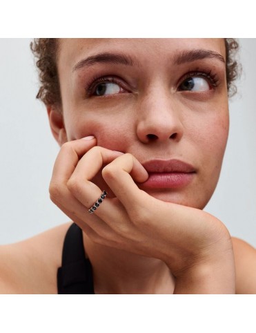 Anillo Talla 16 Pandora Eternity Fila Negra Brillante 180050C02-56