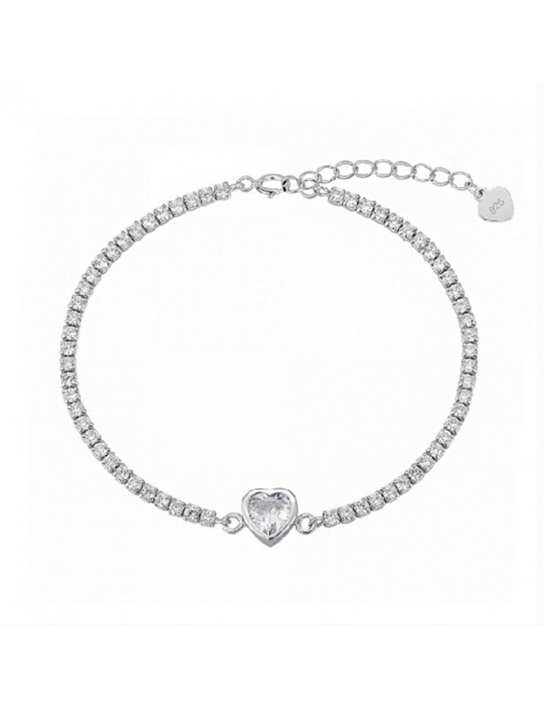 Pulsera de plata riviere detalle corazón 9114842