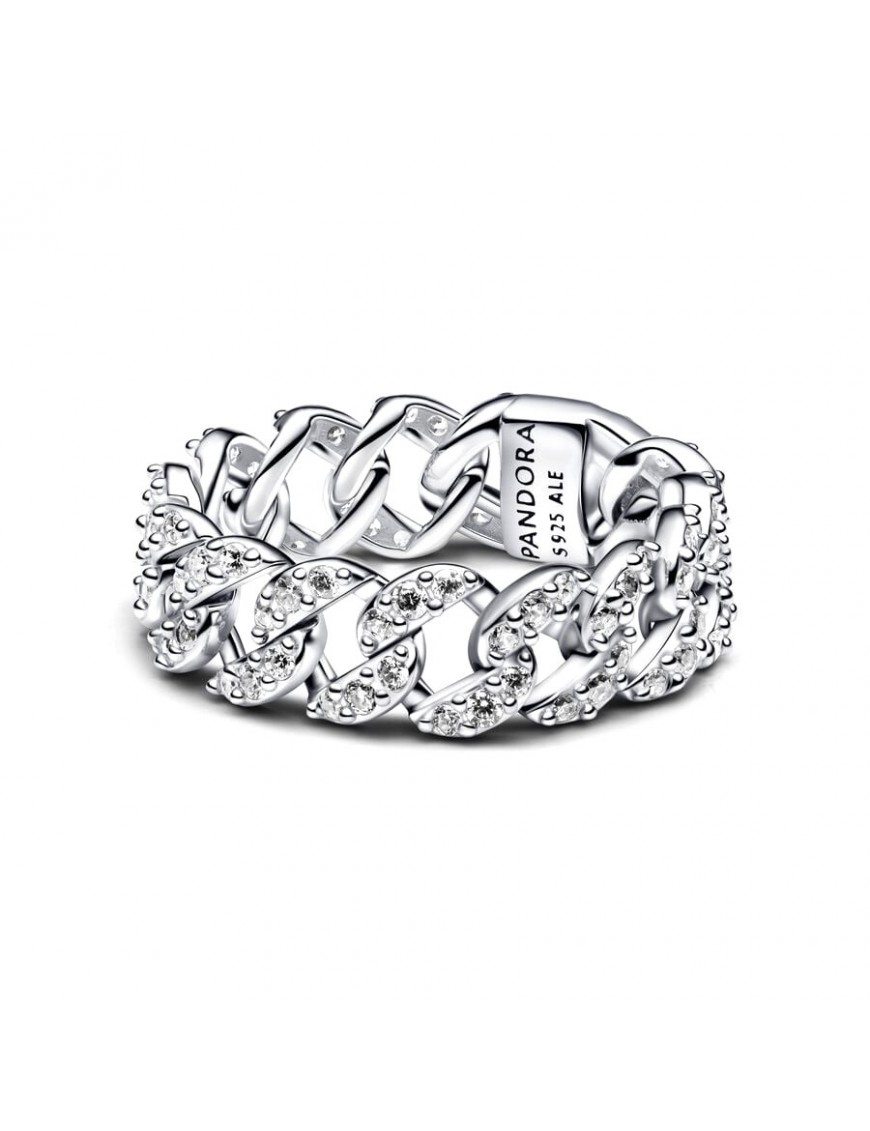 Anillo Pandora Cadena Cubana en Pavé 193557C01-54