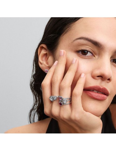 Anillo Pandora Corazón Rosa Elevado 198421C03-52