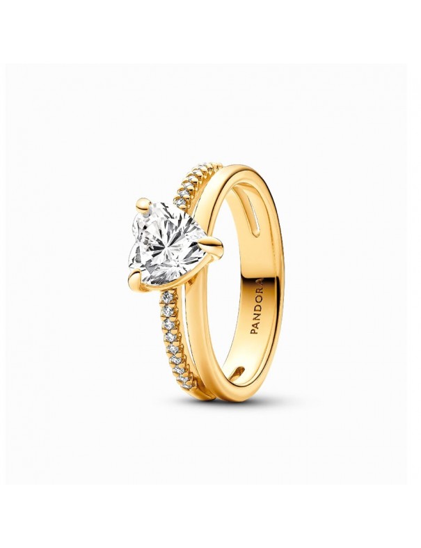 Anillo Pandora Corazón Doble Alianza 163100C01-54