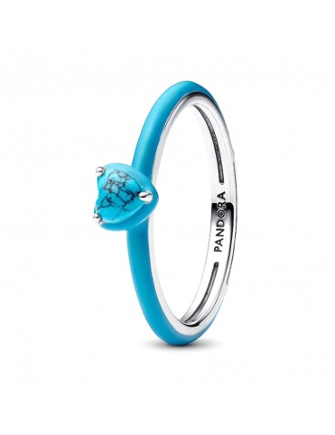 Anillo Pandora Gema Corazón Color Turquesa 193828C01-56