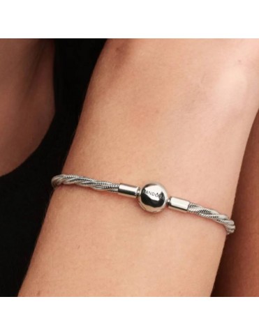 Pulsera Pandora Cadena de Serpiente Trenzada con Cierre de Bola de Pandora 593757C00-20