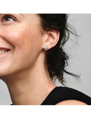 Pendientes Pandora de Botón Halo Redondo Brillante 261248C01