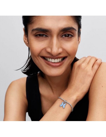 Pulsera Pandora de Cadena de Serpiente con Cierre Corazón Facetado Grabable 594236C00-17