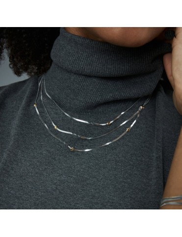 Collar Viceroy Acero de Cadena de Serpiente Plana Múltiple con Estrellas 14320C01000