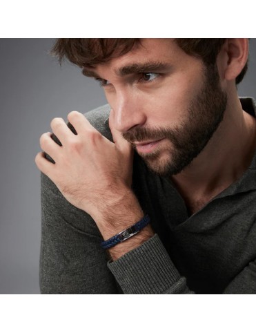 Pulsera Viceroy Hombre Acero y Piel Azul Trenzada 14330P01013