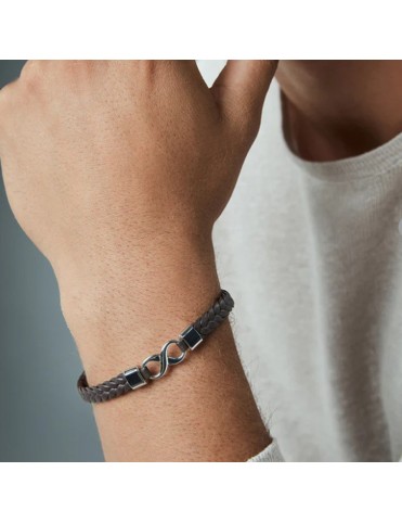 Pulsera Viceroy Hombre Acero y Piel Marrón 14331P01011